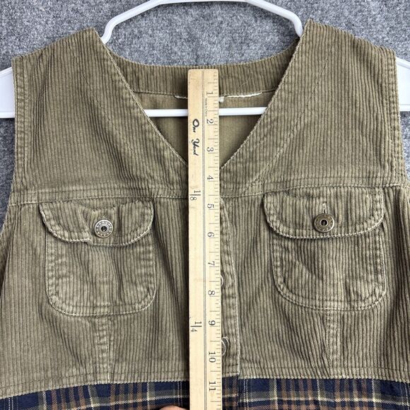 Dress Womens Size M Green Plaid Corduroy Cottagecore Academia - Picture 4 of 13